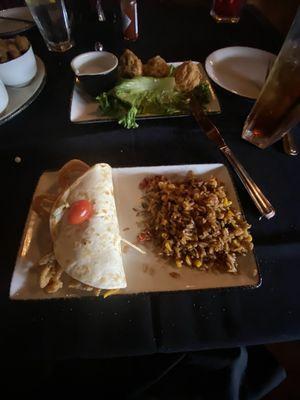 Smoked Pork Big Street Taco and Fried Mushrooms with Homemade Ranch Dressing