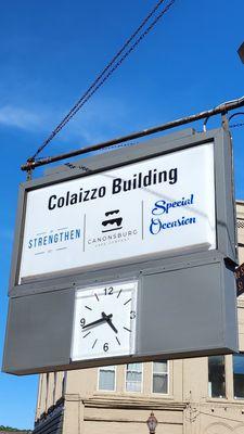 A custom redesigned sign clock in Canonsburg, Pennsylvania.