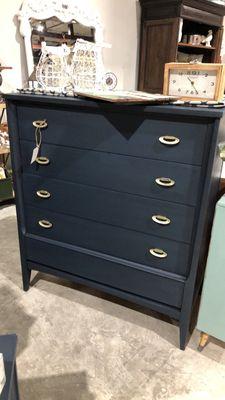 Beautiful navy chest, solid mahogany, updated hardware.  This is an amazing piece available.