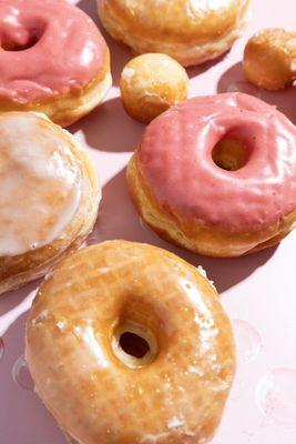 Glazed Donuts, Strawberry Donuts, Jelly-filled Donuts & mini donuts