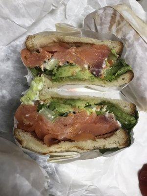 Smoked salmon avocado club