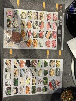 Hot pot menu