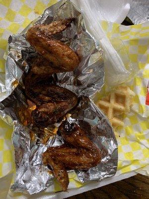 Yummy wings and the other half of the waffle that wasn't gobbled down yet!