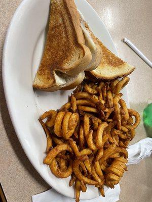 Grilled cheese and curly fries