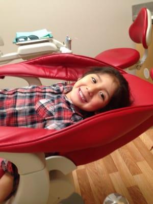 Here's my daughter in her visit to kids dental smiles we had a great experience!!! Thanks to all the staff  see you in 6 mos.