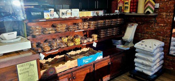 Inside the bakery. Some of the baked products they sell here.