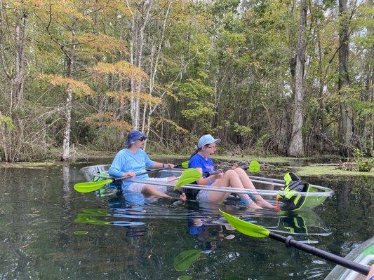 These clear boats are so cool because you can see through them and the videos I took through them turned out of the manatees, fish & turtles