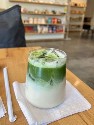 Matcha latte with oat milk