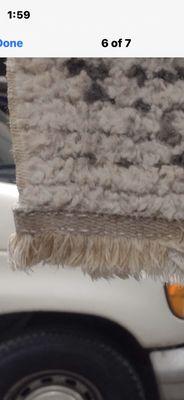 Heavily soiled Fringe and Kilim (woven area between fringe and face fibers of the rug) BEFORE CLEANING