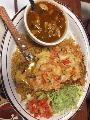 La Canoa / fried eggplant  filled with shrimp