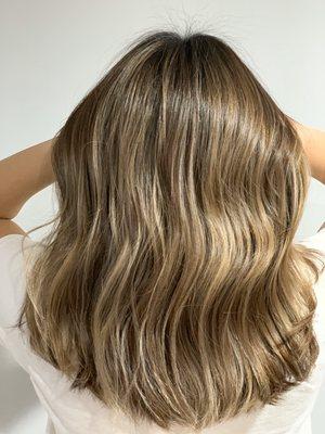 Balayage, color correction, long bob