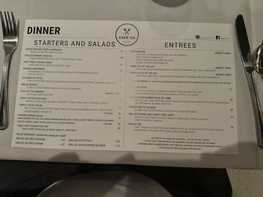 Dinner Menu