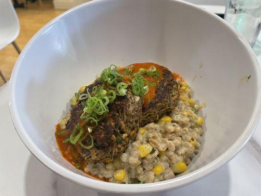 "Crab" Cakes and Sour Corn