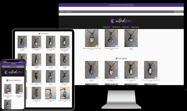 Astral Gems Co website design by OMG Marketing