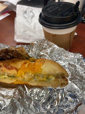 Breakfast Sandwich with Spinach on a Jalapeño bagel