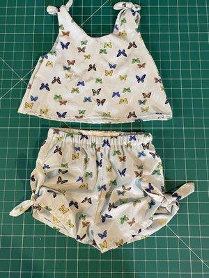 Play suit made with vintage fabric.