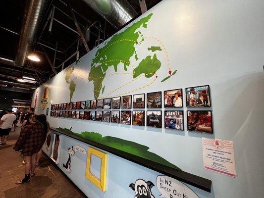 Cool wall of places the owner has visited