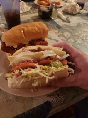 my heavily stuffed chicken club with bacon!