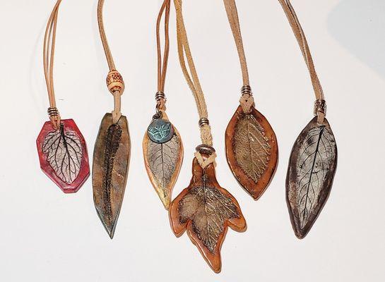 Impressions leaf pendants