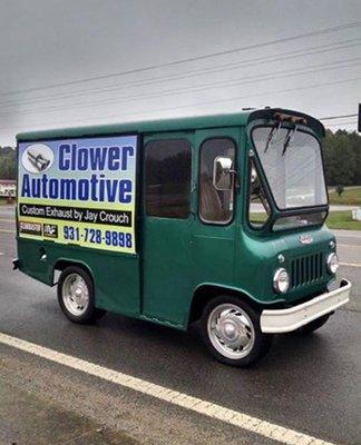 Our traveling advertisement truck, "Pickle". Come and see us for all custom exhaust work needs.