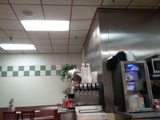 View of a spotless kitchen and walls.