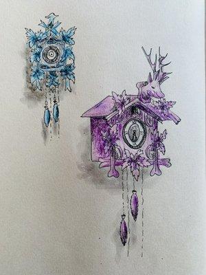 Had to sketch a couple of cuckoo clocks