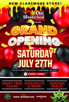 JOIN US FOR THE CLAREMORE STORE GRAND OPENING!!! Saturday, July 27th from 12:00pm - 3:00pm!