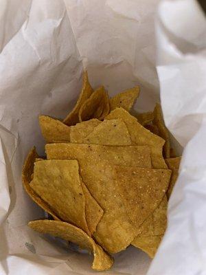 Corn chips are not salted but you do not need them to be as the salsa is perfect!