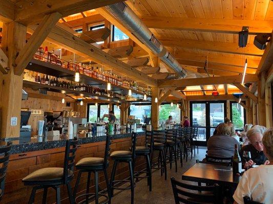 View of bar towards entrance from our table