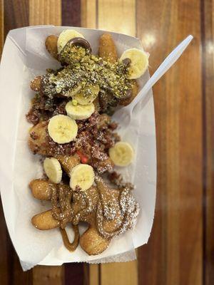 Pistachio, dulce de leche and Elvis beignets