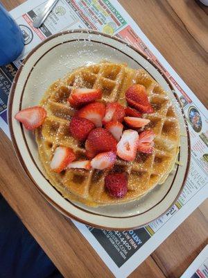 Waffles with fresh strawberries