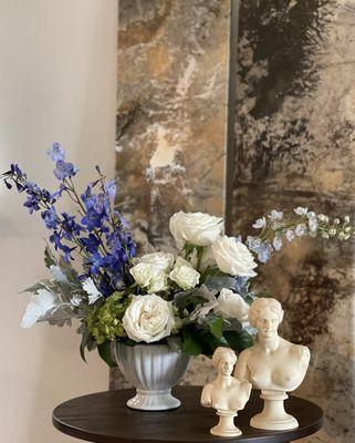 Delphiniums bring unrivaled height and color to summer arrangement with their showy spikes of vibrant flowers