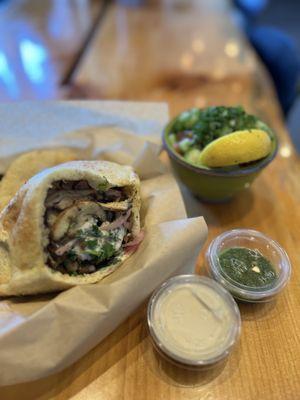 Chicken Shawarma Pita, Chopped Salad