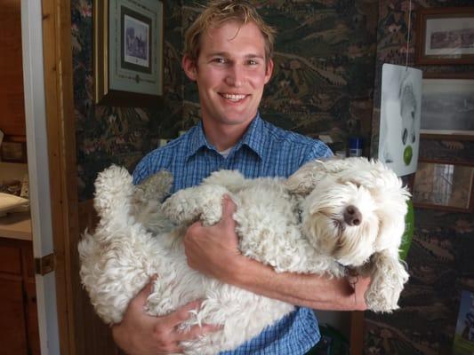 Teddy and his favorite vet, Dr Tom Jr!