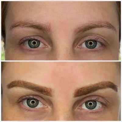 Powder brows before & after