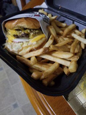 Double cheeseburger with fries