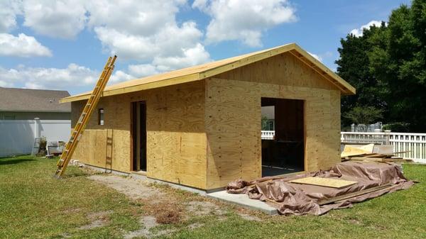 Walls and Roof Sheathing on.