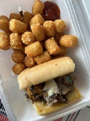 1/2 Philly and tots!