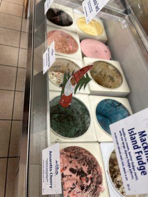 Ice cream flavors.  Yogurt and ice cream options.