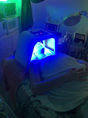 Mask with blue light therapy.