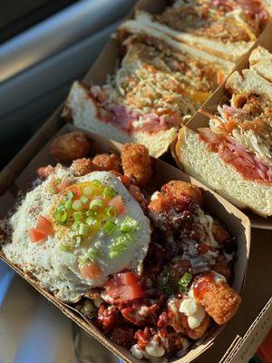 Tocino Tater Tots & Lumpia Burger