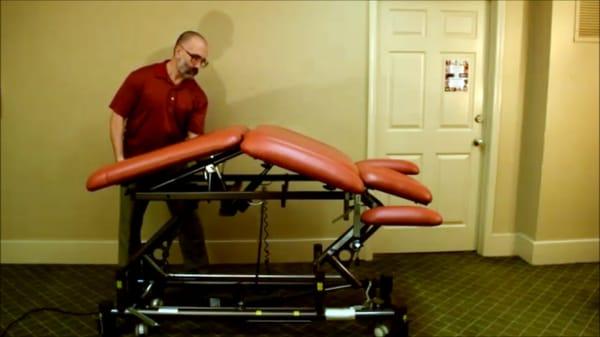 Our unique custom made adjustable manual therapy table