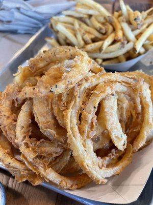 Onion rings and French fries