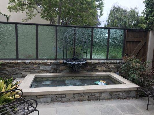 Beautiful outside patio area with water feature. Very relaxing atmosphere all around.