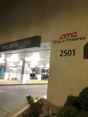 The proper entrance for parking at the AMC (and other shops in the area)