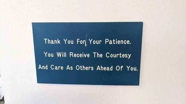 Well worded lobby sign