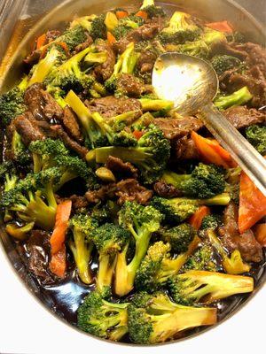 Beef and vegetables. Broccoli was overcooked