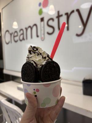 Elemint- Mint Ice Cream, Oreo® Cookies, Mini Chocolate Chips, Chocolate Fudge Drizzle, Whipped Cream