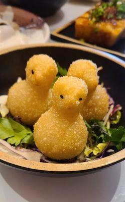 Crispy dumpling with minced pork!  Too cute!