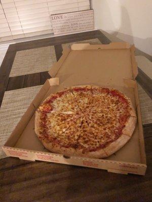 Large cheese pizza from Bosco's